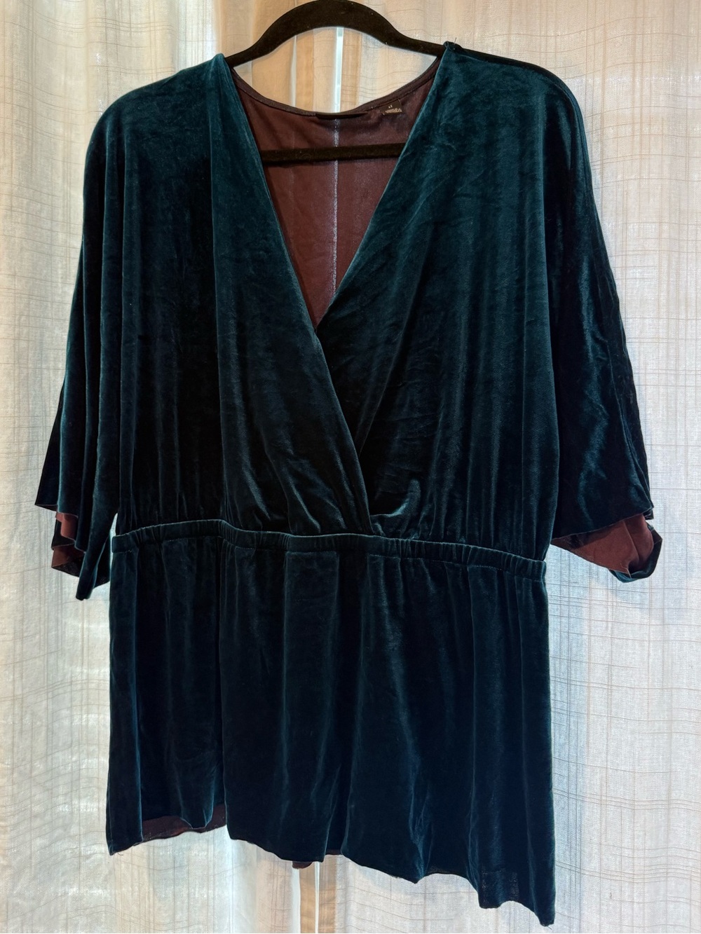 Halogen Teal Blue Velvet Wrap V-Neck Top Size XL